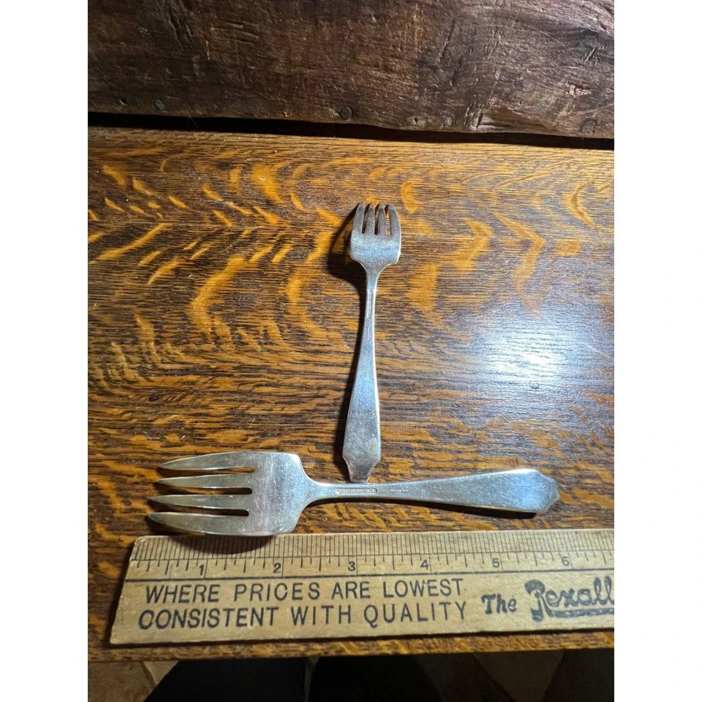 Antique Milford Silver Salad Dessert Forks Set of 2 Silver Plate Pat Sept 9-13